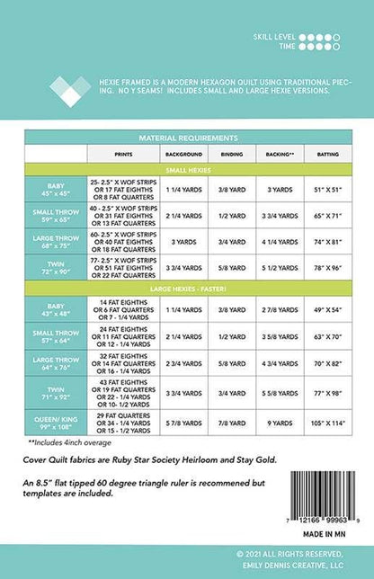 Hexie Framed - Quilt Pattern - Emily Dennis - Quilty Love - QL 100