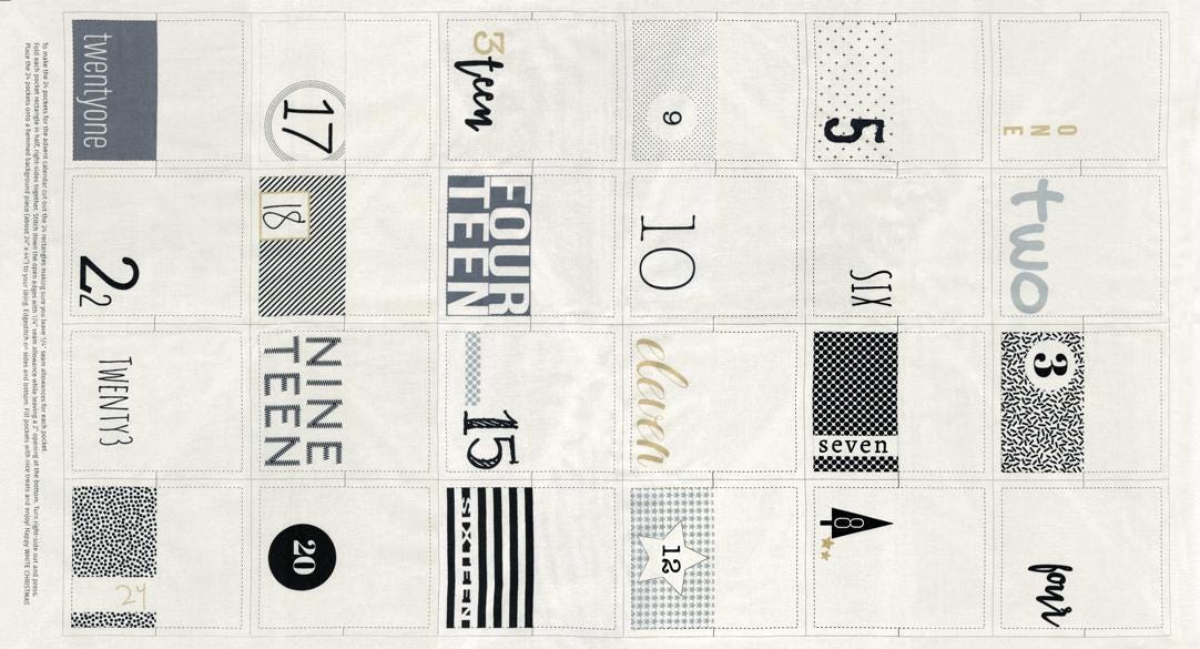 White Christmas Panel - 23 x 42 - Zen Chic - Brigitte Heitland - Moda - Fabric Panel - 1650 11M