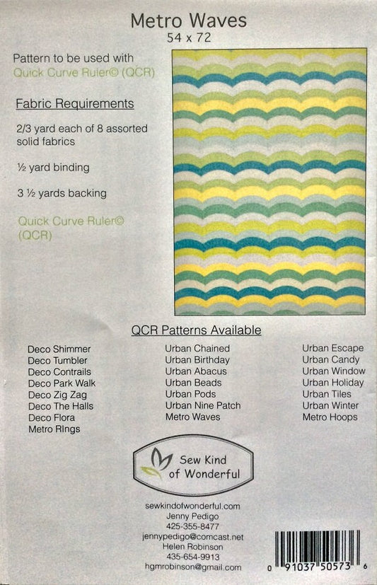SALE!! Metro Waves Quilt Pattern - Sew Kind of Wonderful - SKW 401 - QCR Pattern