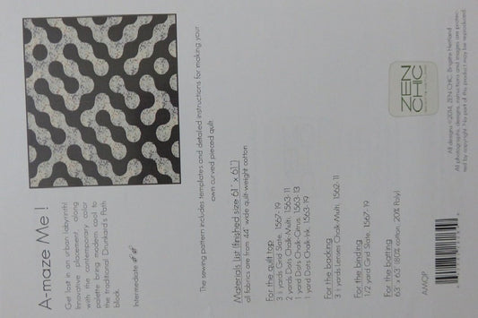 SALE!! A-Maze Me Quilt Pattern - Zen Chic - Brigitte Heitland - AMQP - Modern - Intermediate - Labyrinth - Contemporary - Drunkard's Path