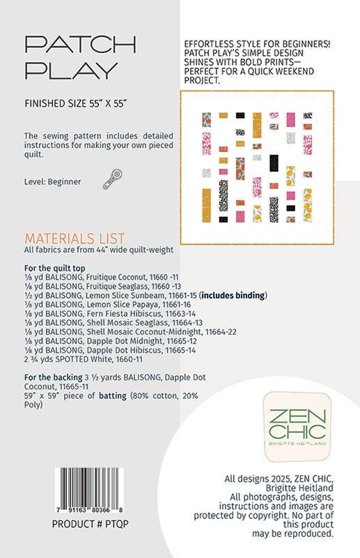 Patch Play Quilt Pattern - Zen Chic - Brigitte Heitland - Moda - PTQP