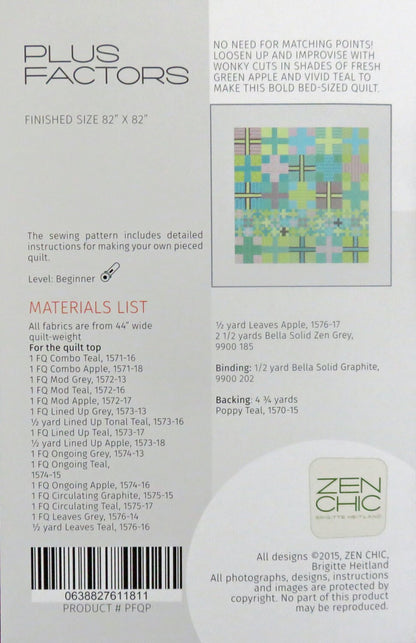 Plus Factors Quilt Pattern - Zen Chic - Brigitte Heitland - PFQP - For You - Modern