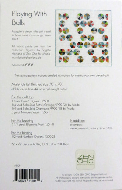 Playing With Balls Quilt Pattern - Zen Chic - Brigitte Heitland - Moda - PBQP - Figures Collection - Advanced