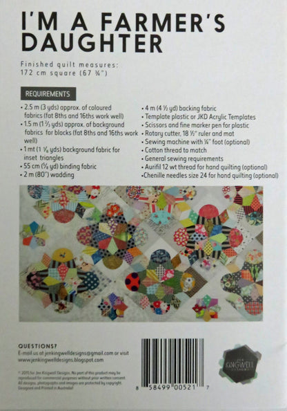 I'm a Farmer's Daughter Quilt Pattern - Jen Kingwell Designs - JKD 5217 - Scrappy Intermediate Hand Piecing