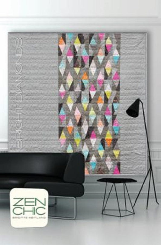 Bright Diamonds Quilt Pattern - Zen Chic - Brigitte Heitland - Moda - Flow - BDQP