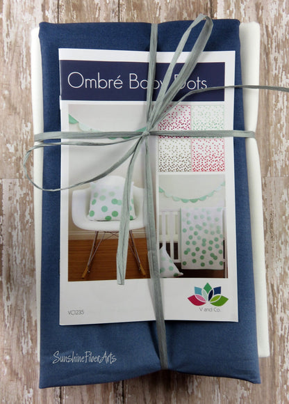 SALE!! Ombre Baby Dots - Indigo - Baby Quilt Pillow Banner Pattern Fabric Kit  - Moda - V and Co - Vanessa Christenson - 10800 225 KIT