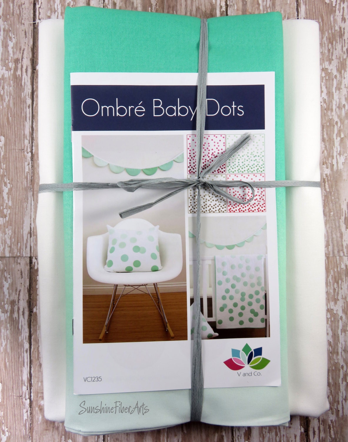 SALE!! Ombre Baby Dots - Teal - Baby Quilt Pillow Banner Pattern Fabric Kit  - Moda - V and Co - Vanessa Christenson 10800 31 KIT