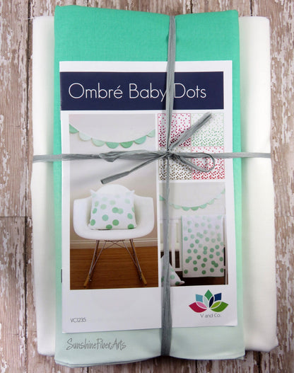 SALE!! Ombre Baby Dots - Teal - Baby Quilt Pillow Banner Pattern Fabric Kit  - Moda - V and Co - Vanessa Christenson 10800 31 KIT