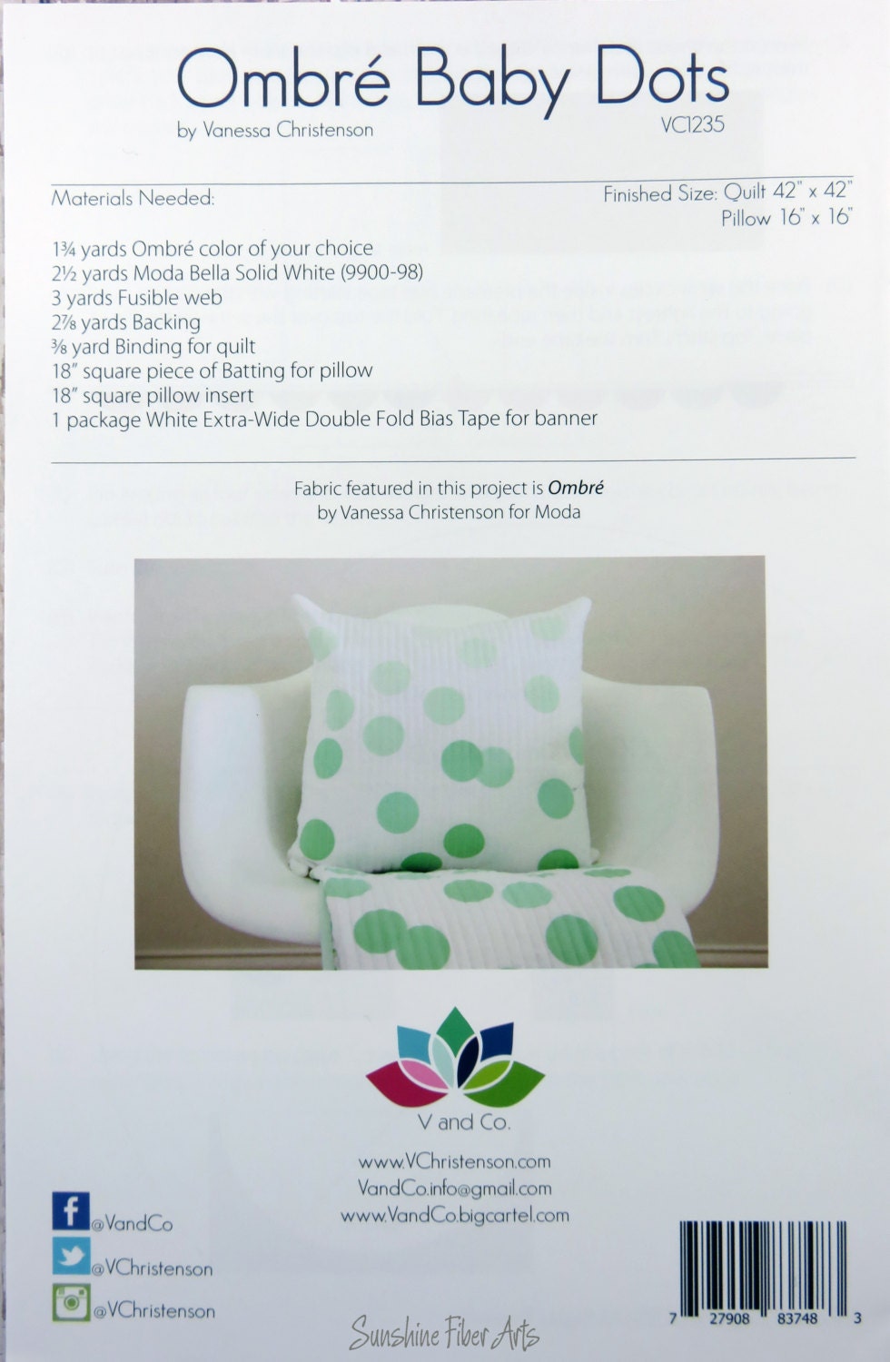 SALE!! Ombre Baby Dots - Aubergine - Baby Quilt Pillow Banner Pattern Fabric Kit  - Moda - V and Co - Vanessa Christenson 10800 224