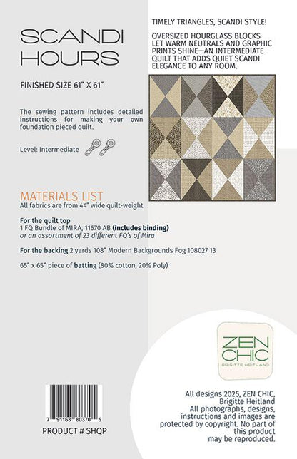 Scandi Hours Quilt Pattern - Zen Chic - Brigitte Heitland - Moda - ZC SHQP