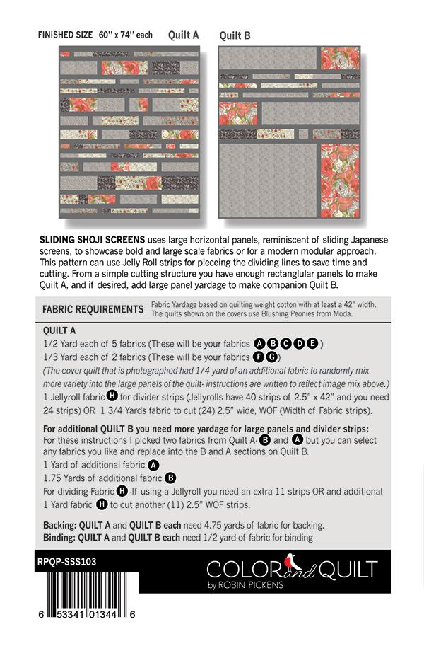 Sliding Shoji Screens Quilt Pattern - Dandi Duo - Robin Pickens - Moda - RPQP SSS103