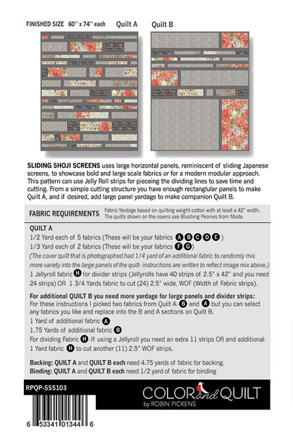 Sliding Shoji Screens Quilt Pattern - Dandi Duo - Robin Pickens - Moda - RPQP SSS103