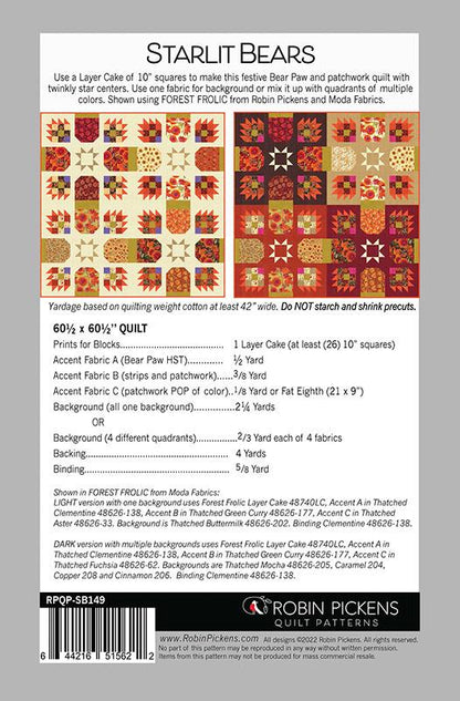 Starlit Bears Quilt Pattern - Forest Frolic - Robin Pickens - Moda - RPQP SB149