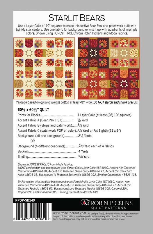 Starlit Bears Quilt Pattern - Forest Frolic - Robin Pickens - Moda - RPQP SB149