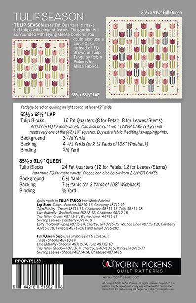 Tulip Season Quilt Pattern - Tulip Tango - Robin Pickens - Moda - RPQP TS139