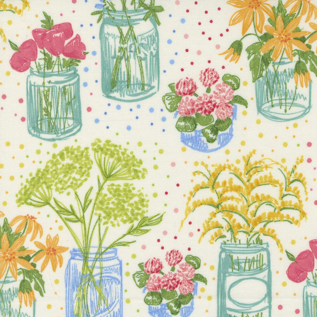1/2 Yard - Wild Blossoms - Cream - Robin Pickens - Moda - Fabric Yardage - 48734 11