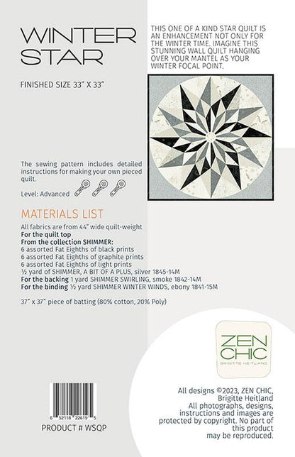 Winter Star Quilt Pattern - Zen Chic - Brigitte Heitland - Moda - WSQP